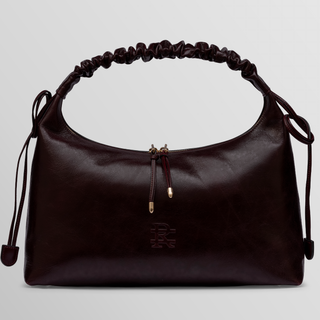 Sarita Ruched Handle Leather Shoulder Bag – Burgundy | Refael