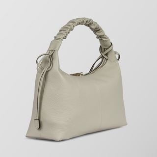 Sarita Ruched Handle Leather Shoulder Bag – Cesme Beige | Refael