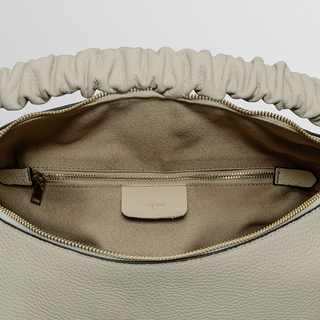 Sarita Ruched Handle Leather Shoulder Bag – Cesme Beige | Refael