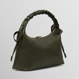 Sarita Khaki Leather Shoulder Bag – Handmade Nappa Leather | Refael