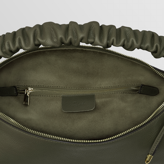Sarita Khaki Leather Shoulder Bag – Handmade Nappa Leather | Refael