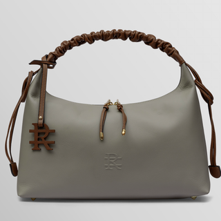 Sarita Ruched Handle Leather Shoulder Bag – Taupe & Camel | Refael