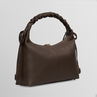 Sarita Dark Brown Leather Shoulder Bag – Handmade Nappa Leather | Refael