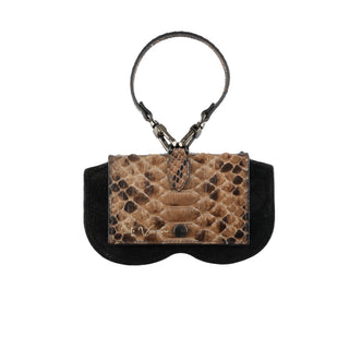 Python Leather Eyeglass Case - Taupe / Green | Refael