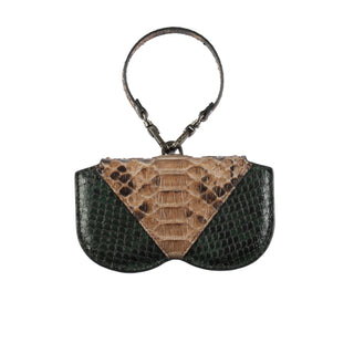 Python Leather Eyeglass Case - Taupe / Green | Refael