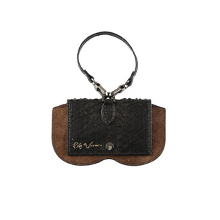 Python & Lizard Leather Eyeglass Case - Black / Gold | Refael