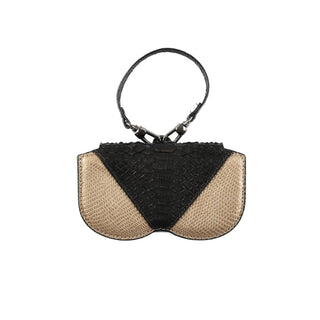 Python & Lizard Leather Eyeglass Case - Black / Gold | Refael