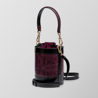 Rozi Burgundy Nappa and Phyton Leather Bucket Crossbody Bag