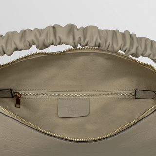 Sarita Taupe Leather Shoulder Bag – Handmade Nappa Leather | Refael