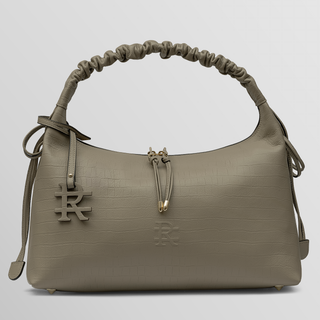 Sarita Taupe Leather Shoulder Bag – Handmade Nappa Leather | Refael