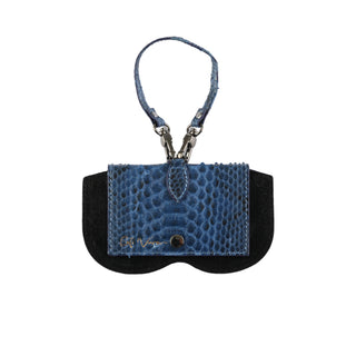 Python Leather Eyeglass Case - Turquoise / Blue | Refael