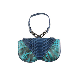 Python Leather Eyeglass Case - Turquoise / Blue | Refael